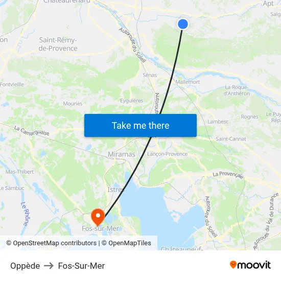 Oppède to Fos-Sur-Mer map