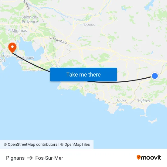 Pignans to Fos-Sur-Mer map