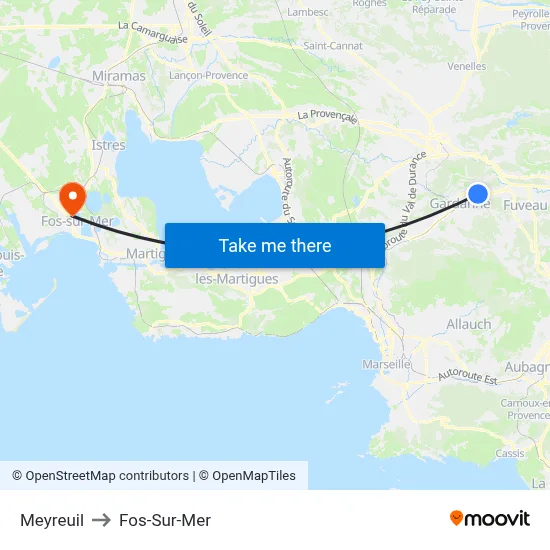 Meyreuil to Fos-Sur-Mer map