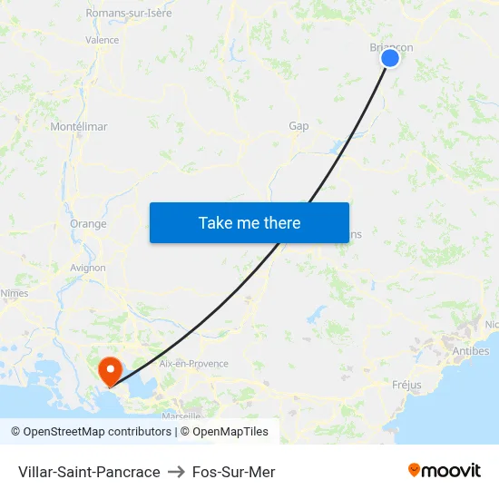 Villar-Saint-Pancrace to Fos-Sur-Mer map