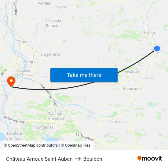 Château-Arnoux-Saint-Auban to Boulbon map