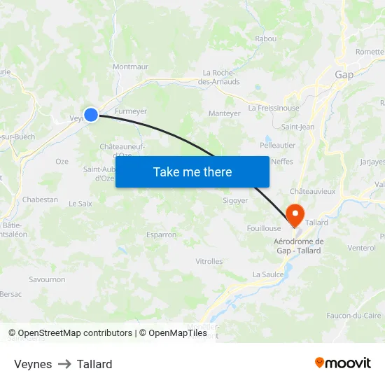 Veynes to Tallard map