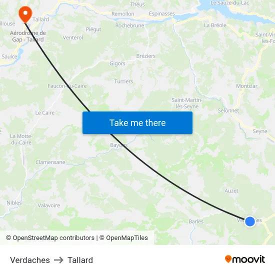 Verdaches to Tallard map