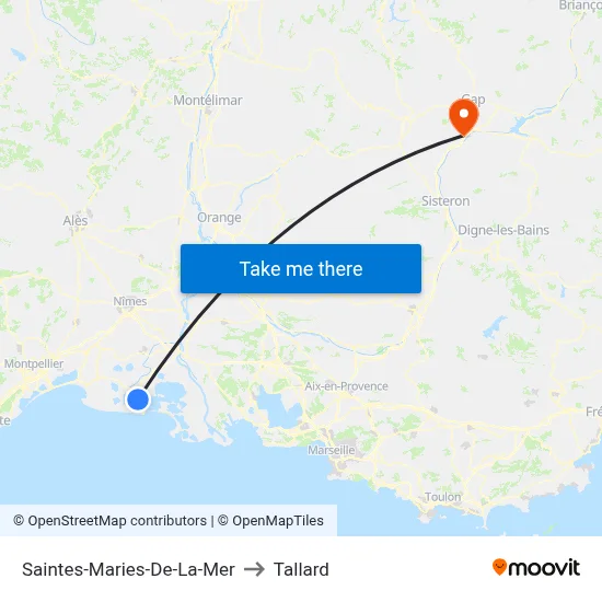 Saintes-Maries-De-La-Mer to Tallard map