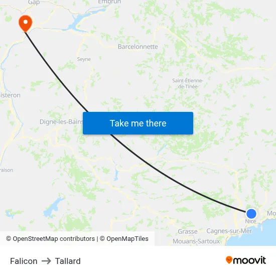 Falicon to Tallard map