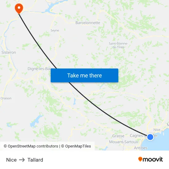 Nice to Tallard map