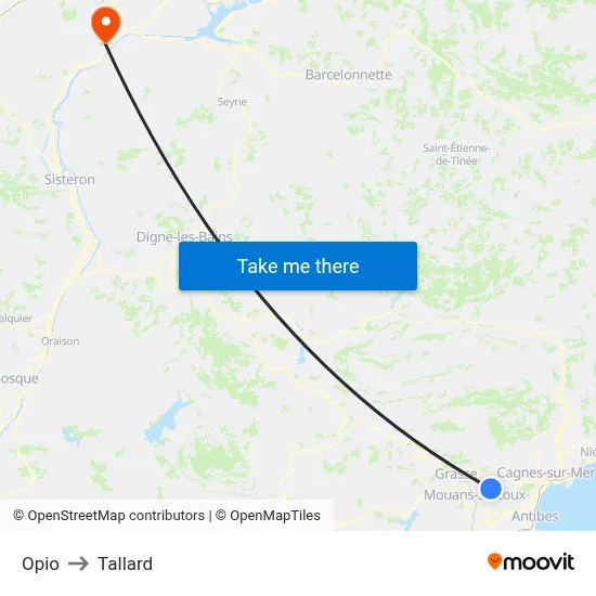 Opio to Tallard map