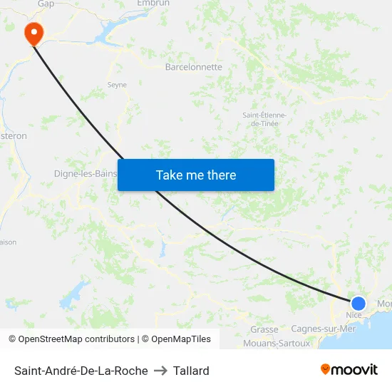 Saint-André-De-La-Roche to Tallard map