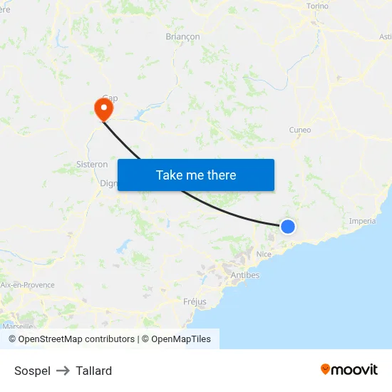 Sospel to Tallard map