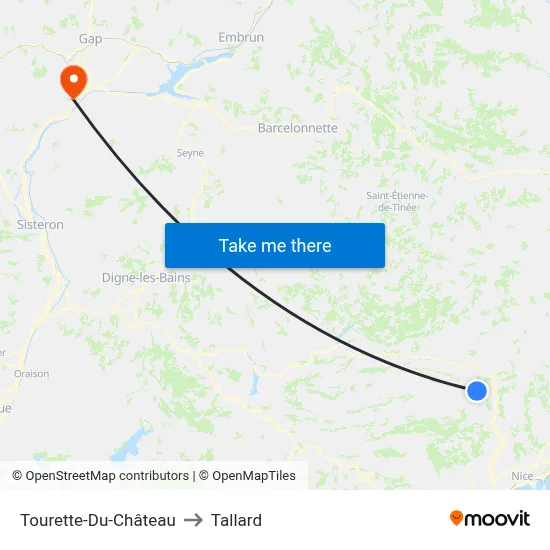 Tourette-Du-Château to Tallard map