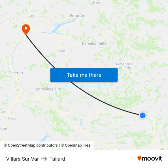 Villars-Sur-Var to Tallard map