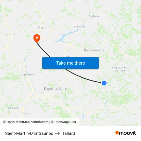 Saint-Martin-D'Entraunes to Tallard map