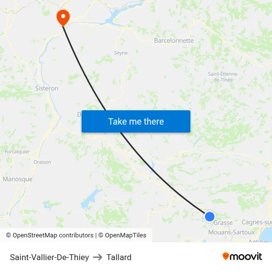 Saint-Vallier-De-Thiey to Tallard map