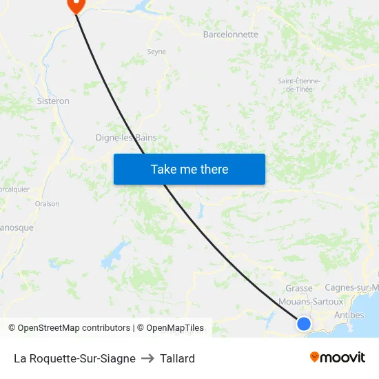 La Roquette-Sur-Siagne to Tallard map