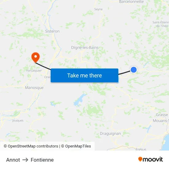 Annot to Fontienne map