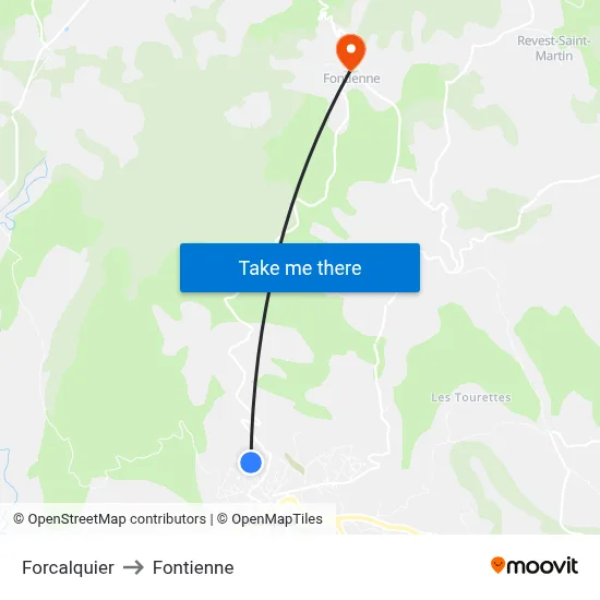 Forcalquier to Fontienne map