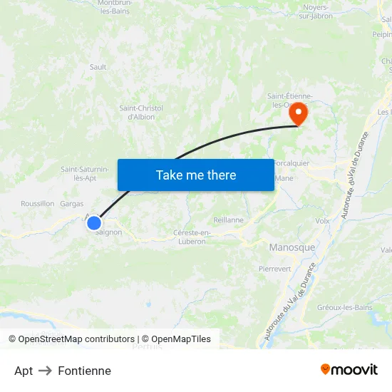 Apt to Fontienne map