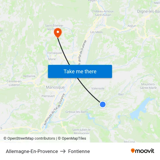 Allemagne-En-Provence to Fontienne map