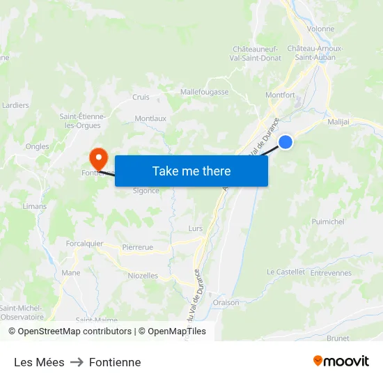 Les Mées to Fontienne map