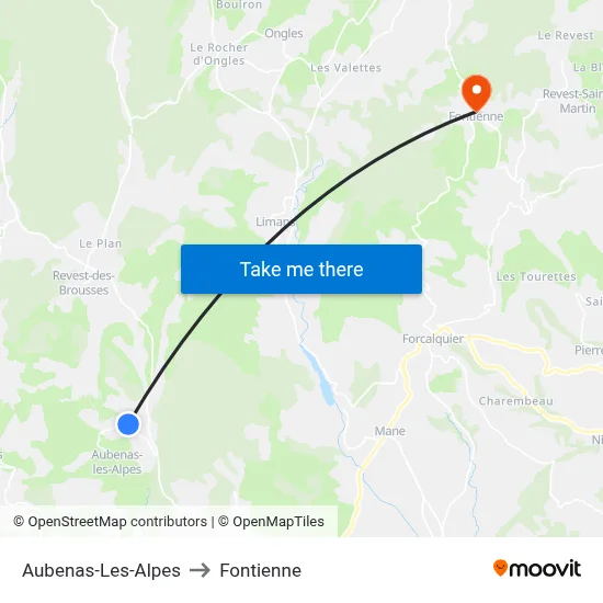 Aubenas-Les-Alpes to Fontienne map