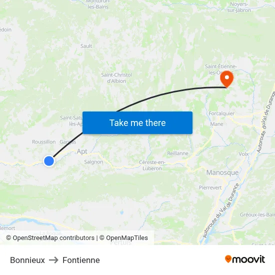 Bonnieux to Fontienne map