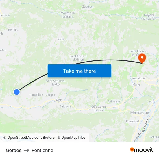 Gordes to Fontienne map