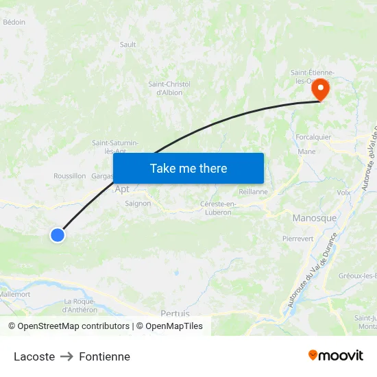 Lacoste to Fontienne map