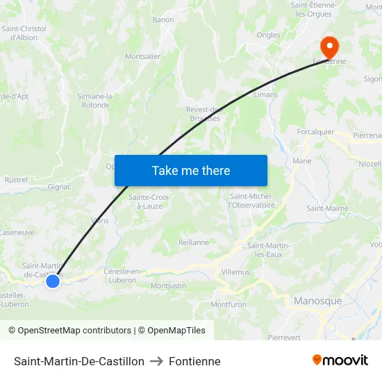 Saint-Martin-De-Castillon to Fontienne map