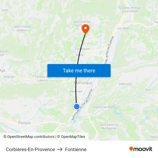 Corbières-En-Provence to Fontienne map