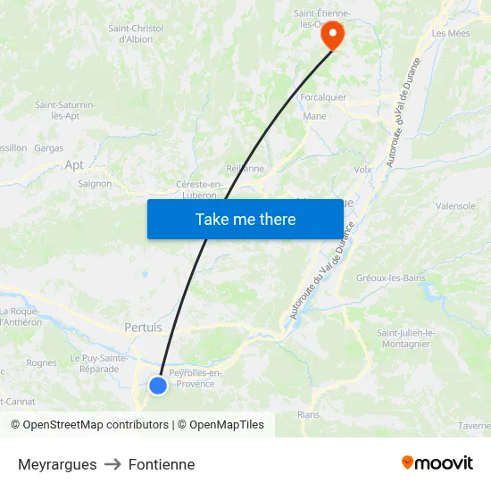 Meyrargues to Fontienne map