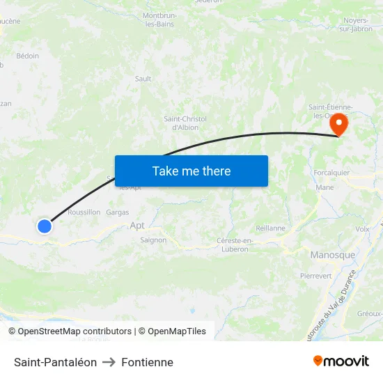 Saint-Pantaléon to Fontienne map