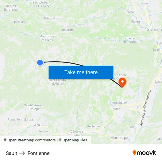 Sault to Fontienne map