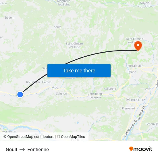 Goult to Fontienne map