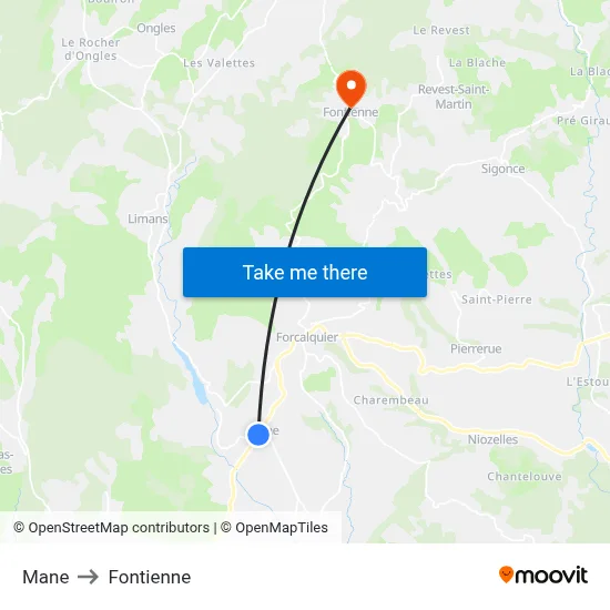 Mane to Fontienne map