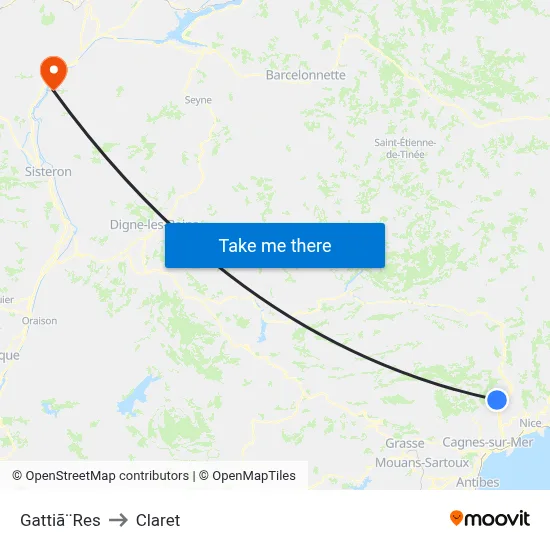 Gattiã¨Res to Claret map