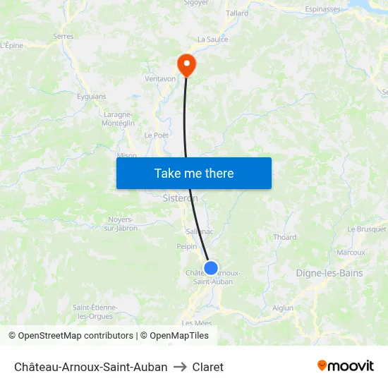 Château-Arnoux-Saint-Auban to Claret map