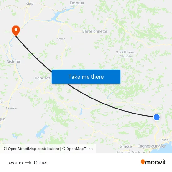 Levens to Claret map