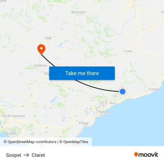 Sospel to Claret map