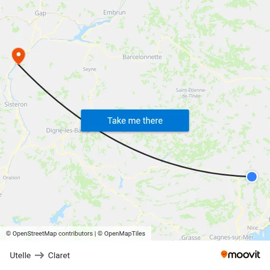 Utelle to Claret map