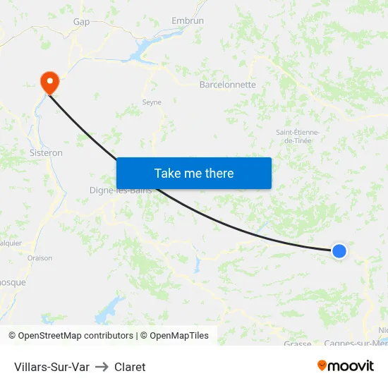 Villars-Sur-Var to Claret map