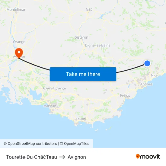 Tourette-Du-Chã¢Teau to Avignon map