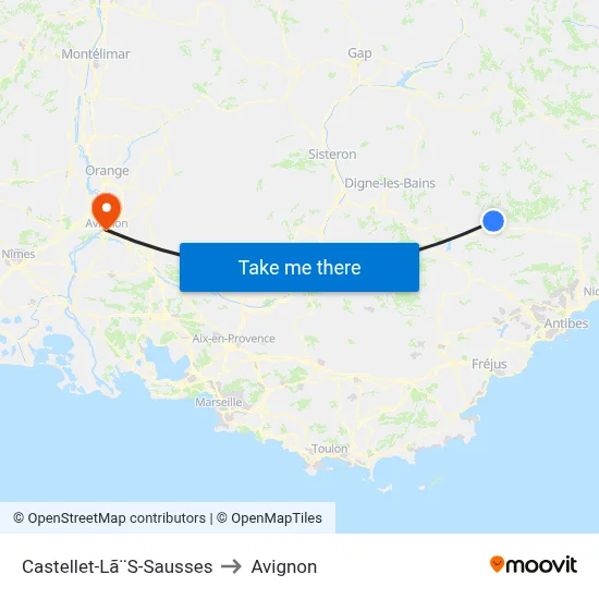 Castellet-Lã¨S-Sausses to Avignon map