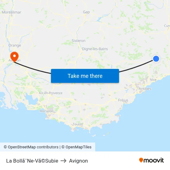 La Bollã¨Ne-Vã©Subie to Avignon map