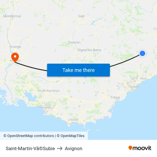 Saint-Martin-Vã©Subie to Avignon map