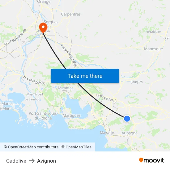 Cadolive to Avignon map