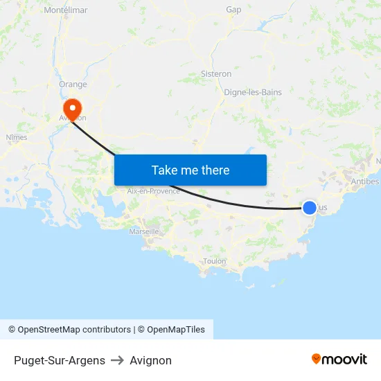 Puget-Sur-Argens to Avignon map