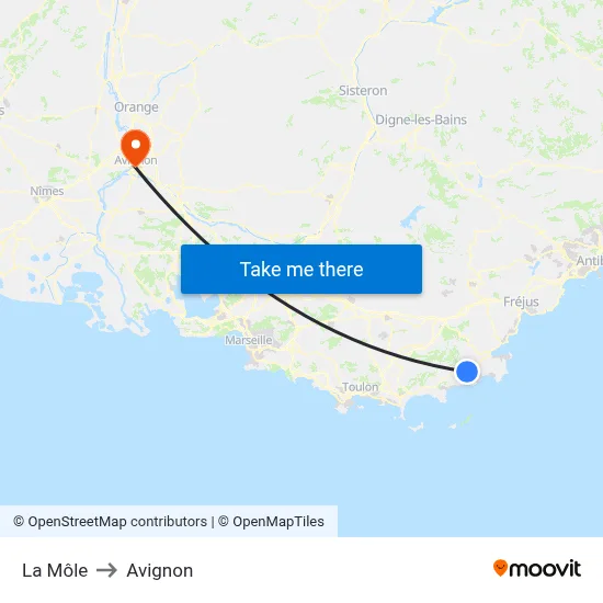 La Môle to Avignon map