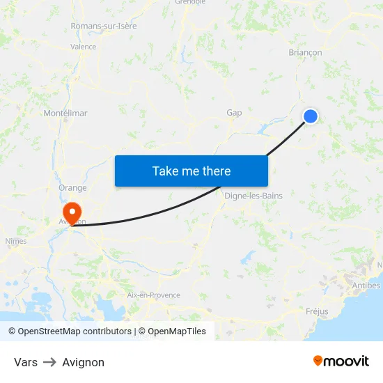 Vars to Avignon map