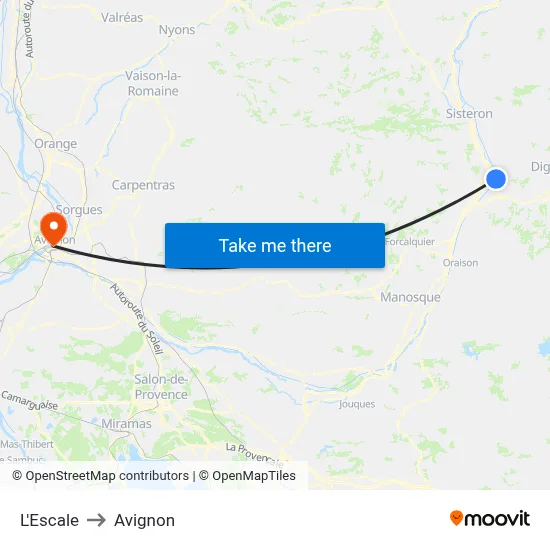 L'Escale to Avignon map