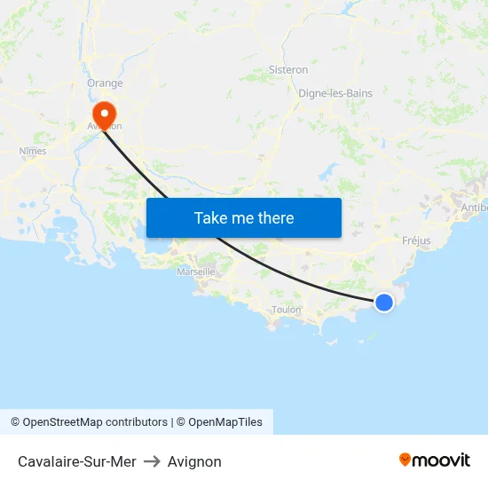 Cavalaire-Sur-Mer to Avignon map